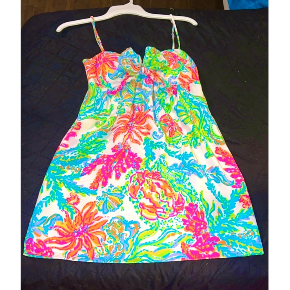 Lilly Pulitzer Charlotte Empire Waist Silk Mini Dress in “Casa Marina” Print 😍🌴🌺